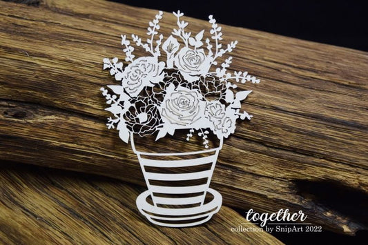 Snipart Together - Openwork Flowerpot with Roses