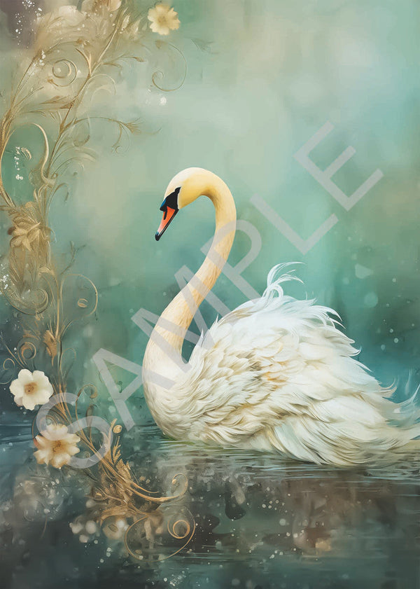 Calambour Dreamscape Swan Rice Paper (Left Facing)
