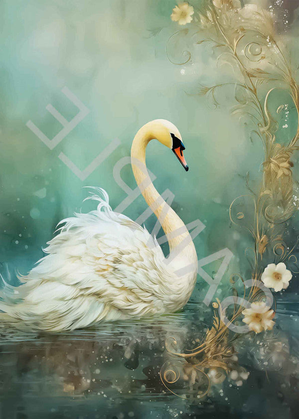 Calambour Dreamscape Swan Rice Paper (Right Facing)