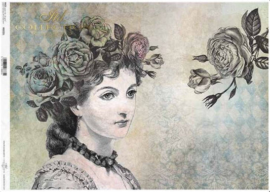 ITD Collection Flower Crown Girl Rice Paper A3