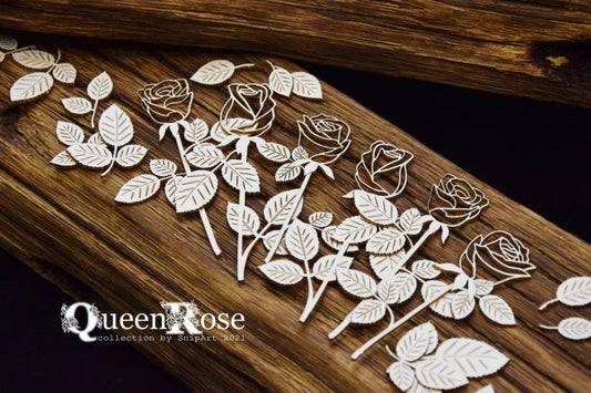 Snipart Queen Rose - Openwork Roses with Stems Set