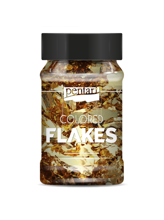 Colored foil flakes min. 1 g, baroque gold