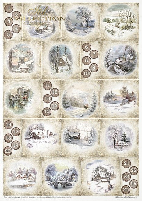 ITD Collection Rice Paper Pack of 11 Vintage Advent Calendar