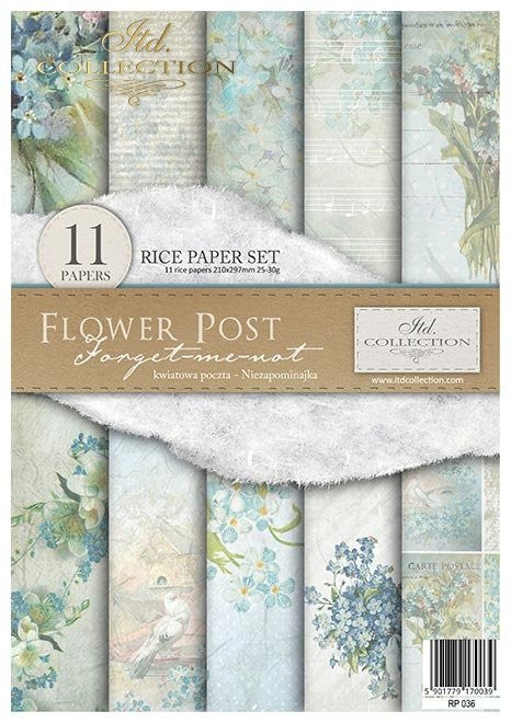 ITD Collection Rice Paper Pack Flower Post Forget me Not