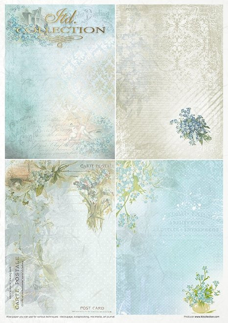 ITD Collection Rice Paper Pack Flower Post Forget me Not