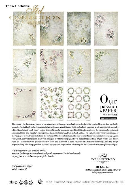 ITD Collection Rice Paper Pack Flower Post White