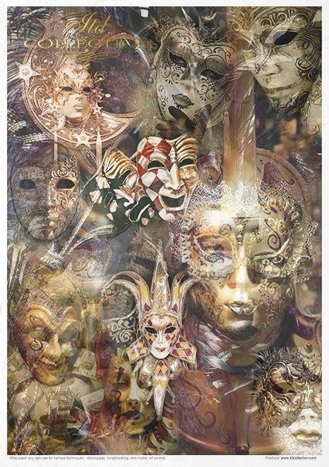 ITD Collection Rice Paper Pack of 11 A4 Carnival Circus Pierrot in love
