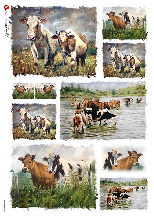 Paper Designs Mini Cow Scenes Rice Paper