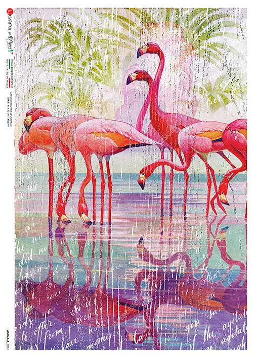 Paper Designs Flock of Flamingos Rice Paper