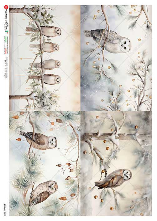 Paper Designs Four Owl Scenes Rice Paper