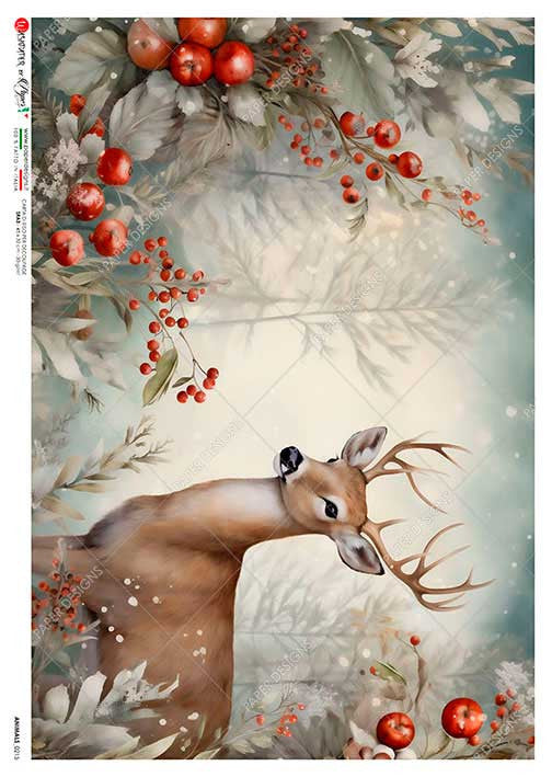 Paper Designs Festive Buck Side Portrait Rice Paper