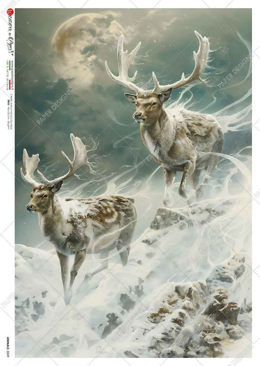 Paper Designs Frosty Winter Spirit Deer Rice Paper