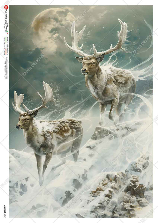 Paper Designs Frosty Winter Spirit Deer Rice Paper