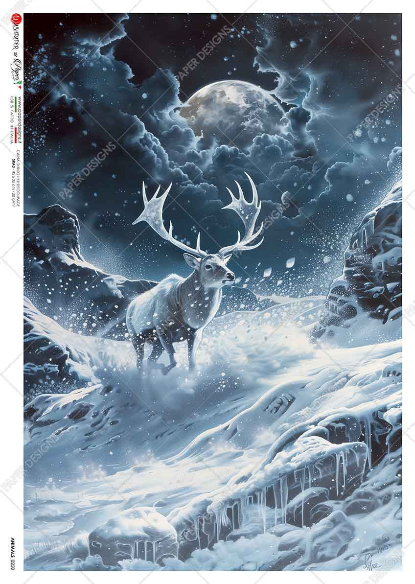 Paper Designs Icy Evening Spirit Deer Rice Paper