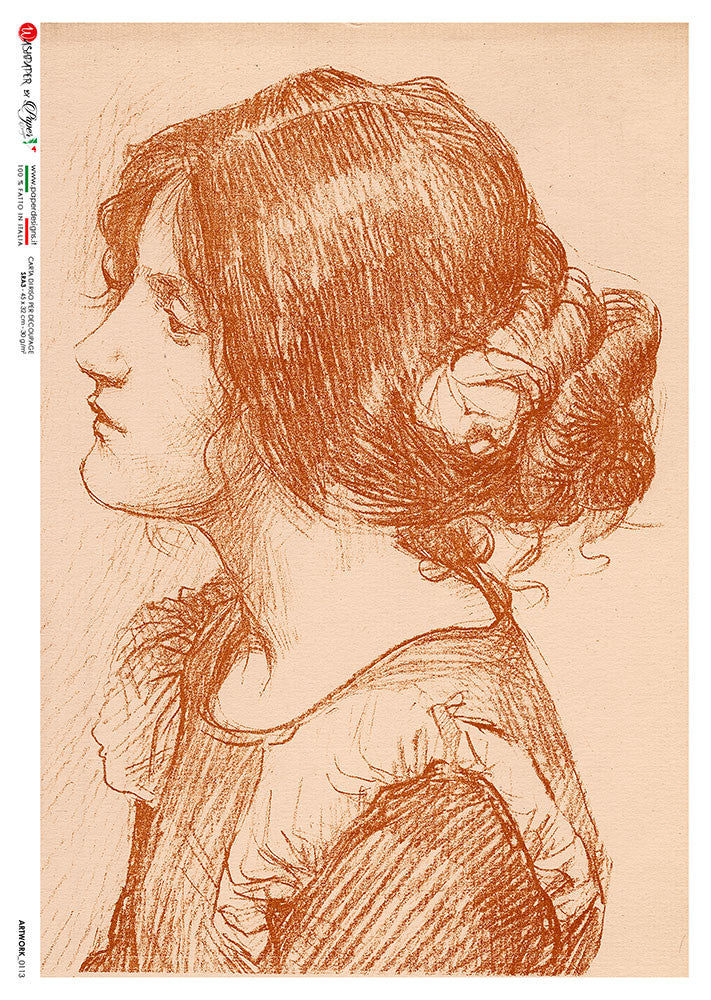 Paper Designs Sepia Profile Portrait Artwork 0113