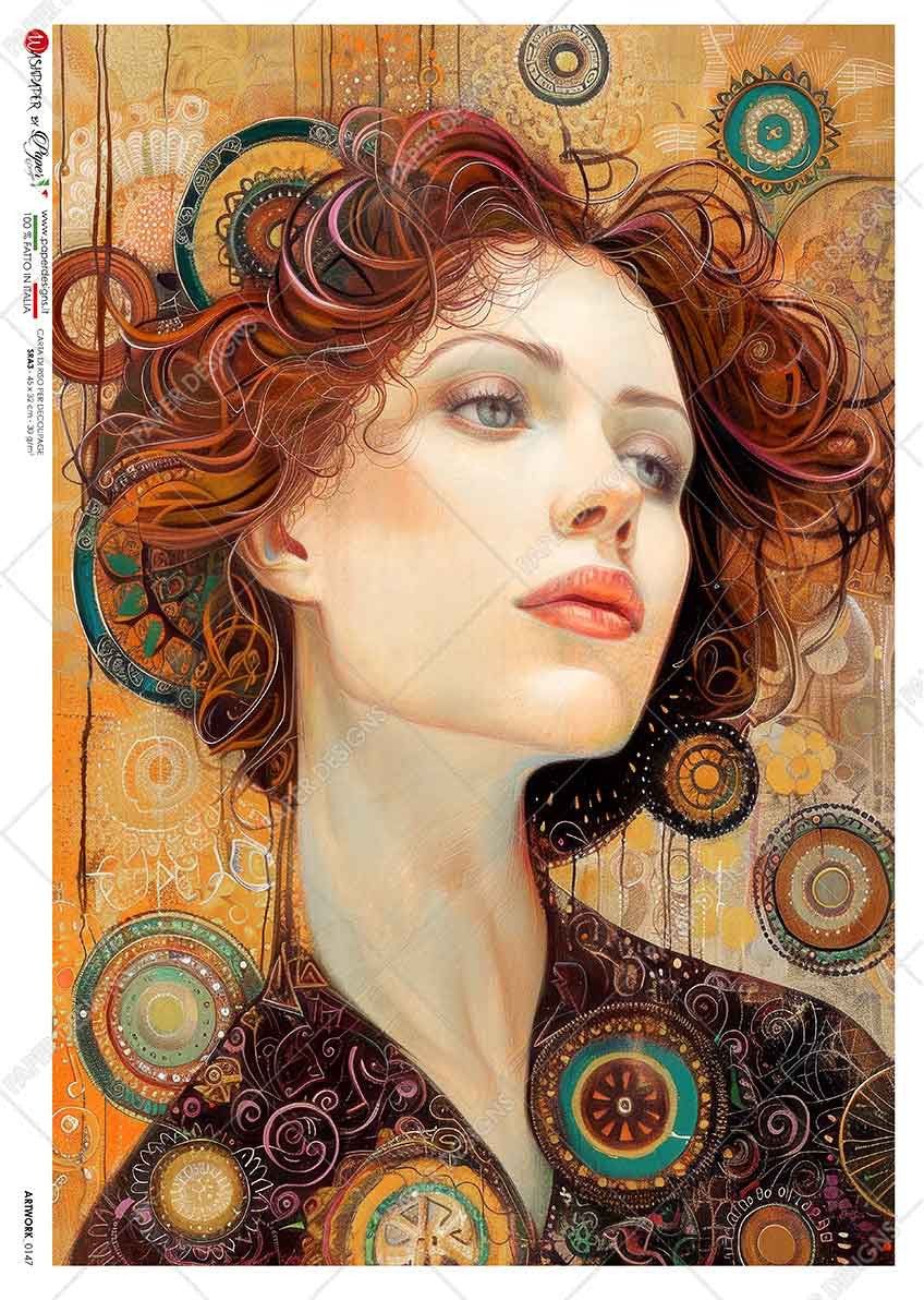 Paper Designs Klimt Style Wistful Beauty Rice Paper