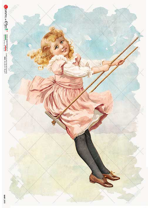 Paper Designs Rice Paper Girl on a Swing Baby 0090