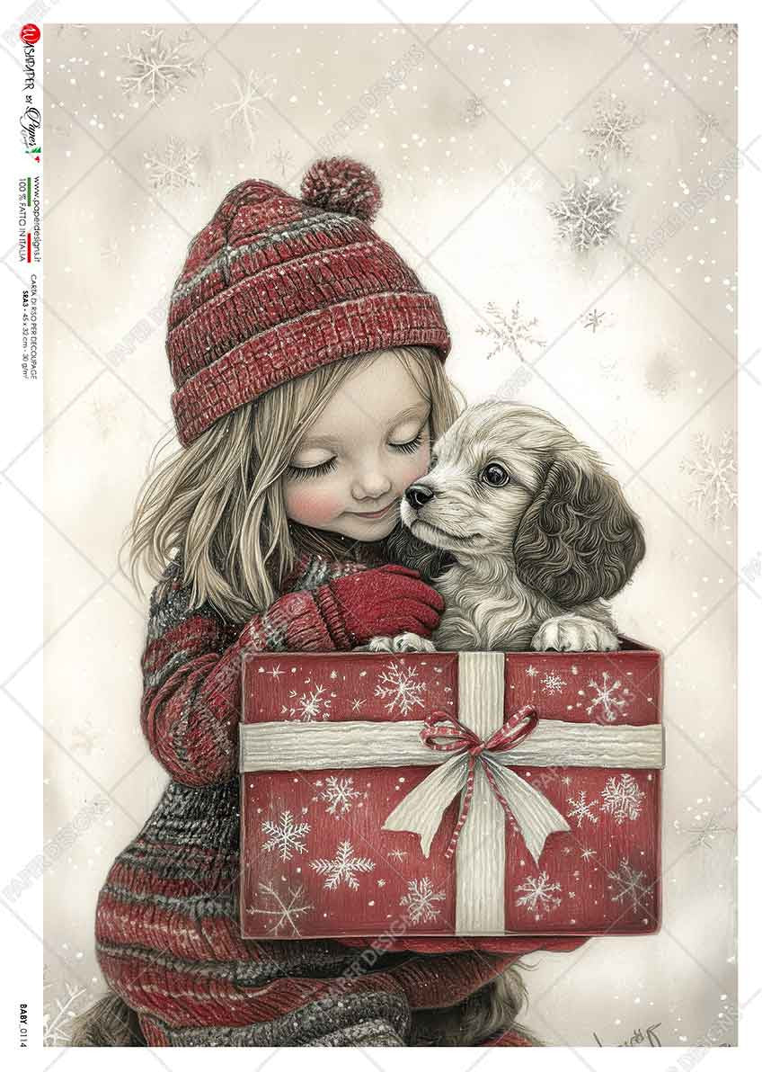 Paper Designs Girl with Puppy Gift Rice Paper