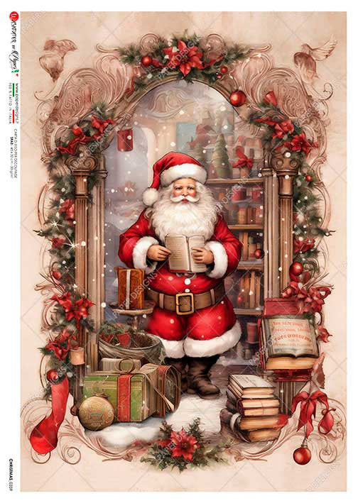 Paper Designs Santa in his Study Rice Paper