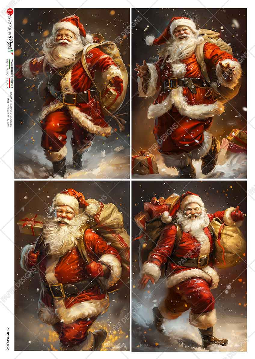Paper Designs Santa Delivering Toys Four Pack Rice Paper