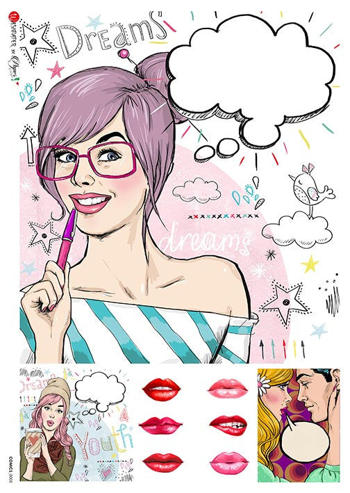 Paper Designs Dreams and Goals Comic Ladies Rice Paper