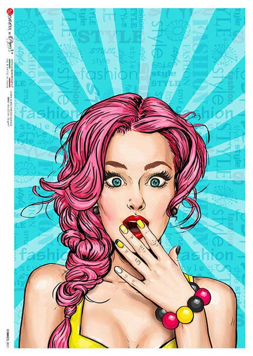 Paper Designs Rice Paper Blue Starburst Pop Art PD COMICS 0031