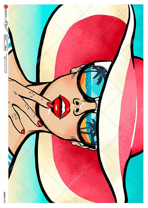 Paper Designs Rice Paper Sunnies Pop Art Portrait Comic 0035