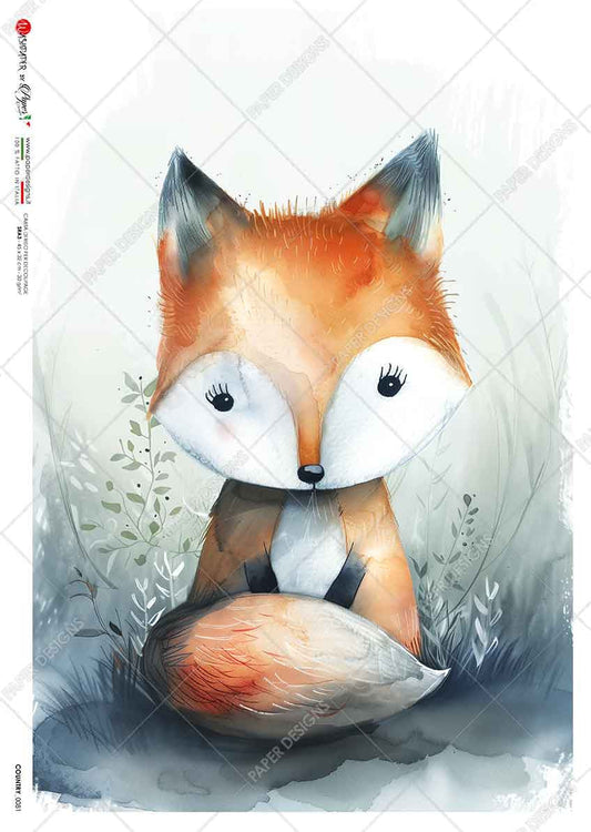 Paper Designs Baby Fox in the Clearing Rice Paper