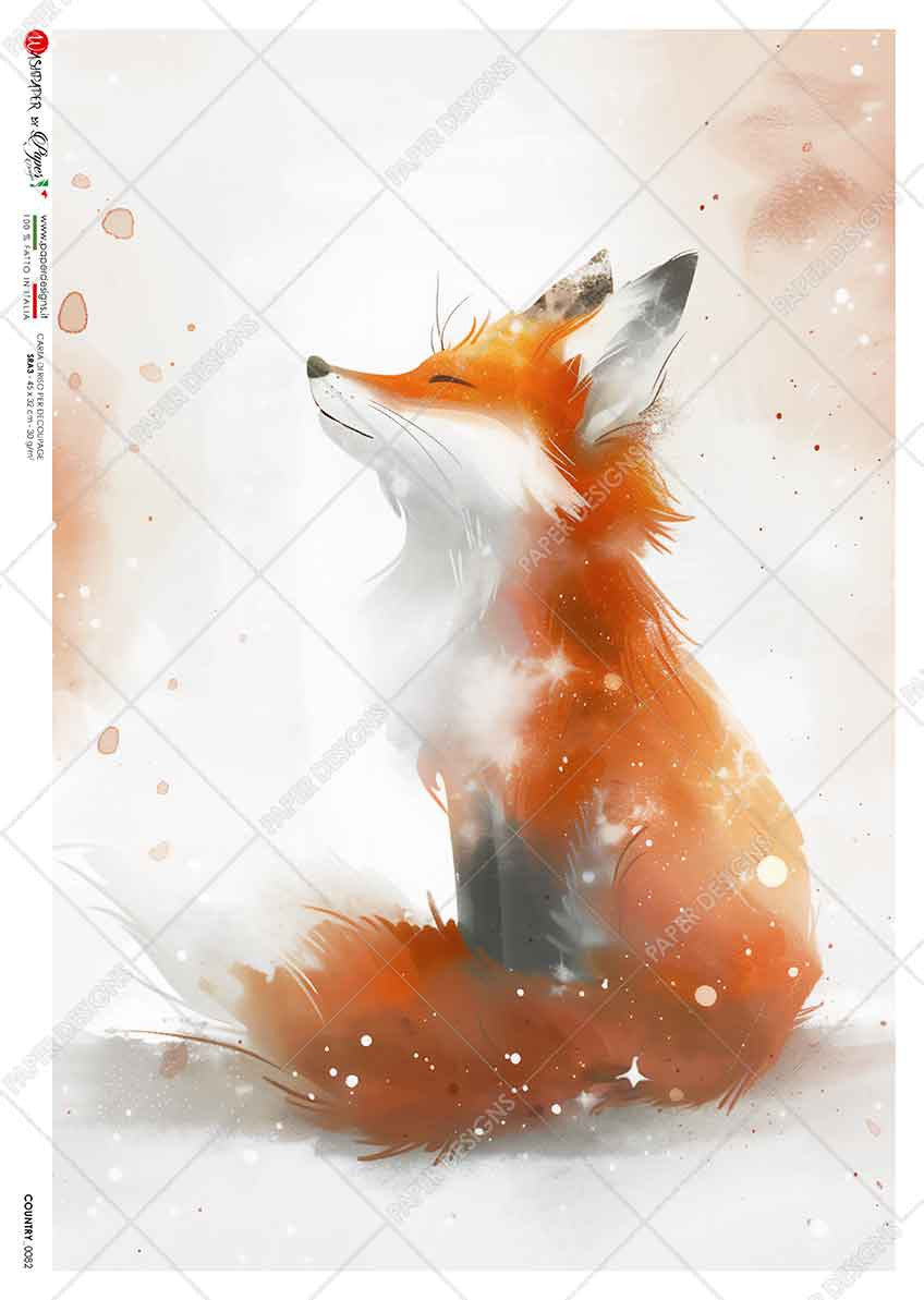 Paper Designs Smiling Fox in the Snow Rice Paper