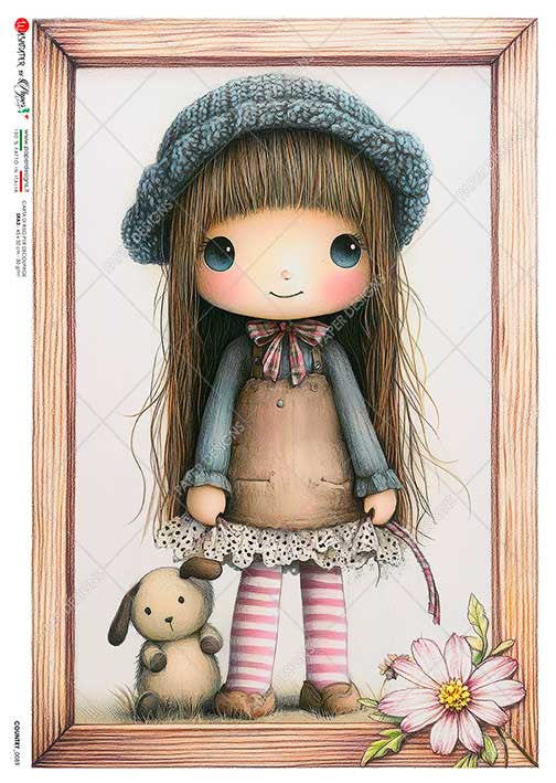 Paper Designs Doll with Bear Rice Paper