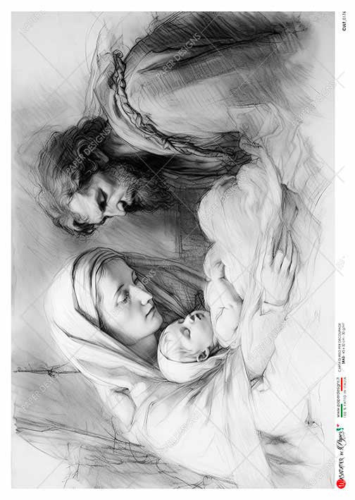 Paper Designs Graphite Nativity Rice Paper
