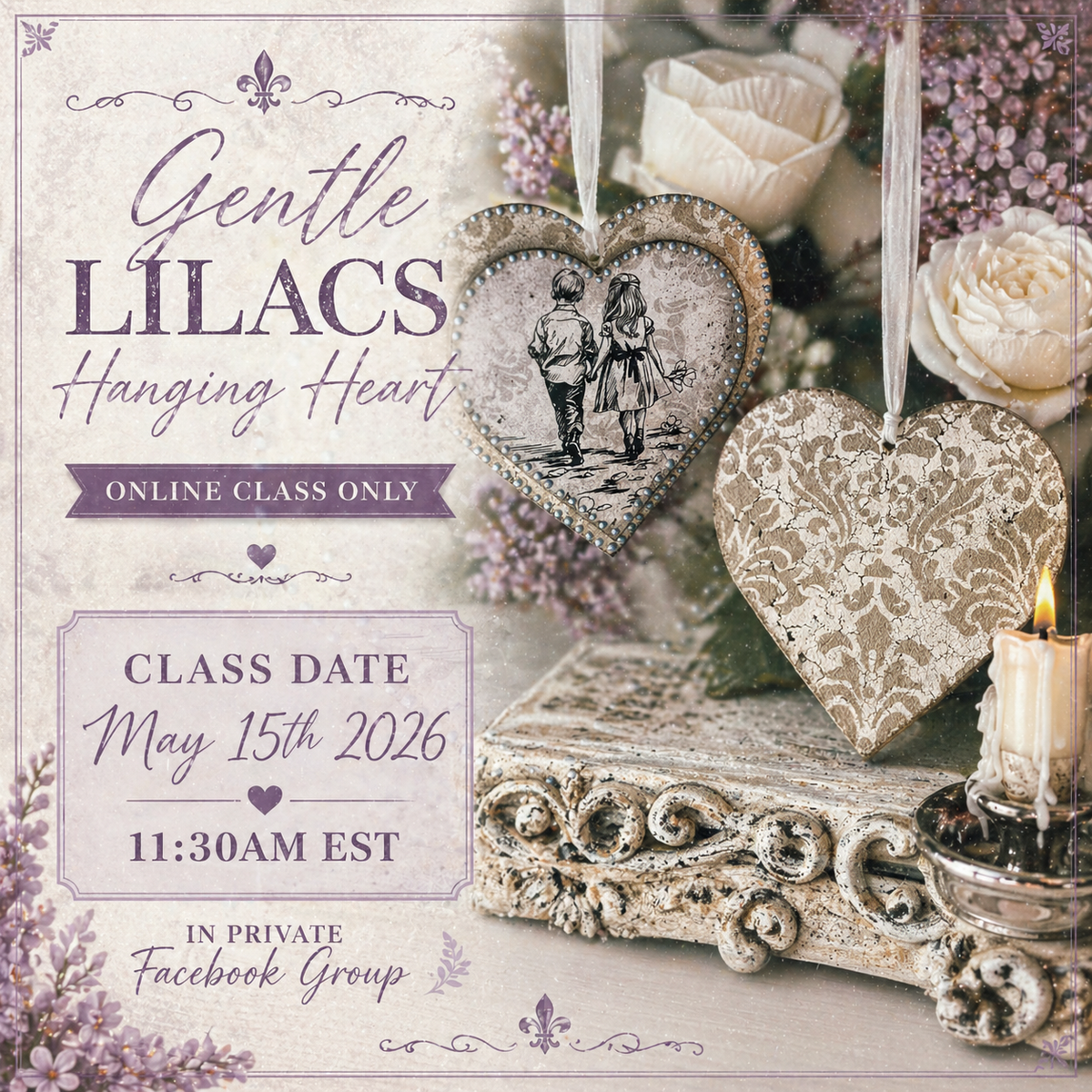 Online Class: Iveta's Gentle Lilacs Hanging Heart (Link to purchase in the description)