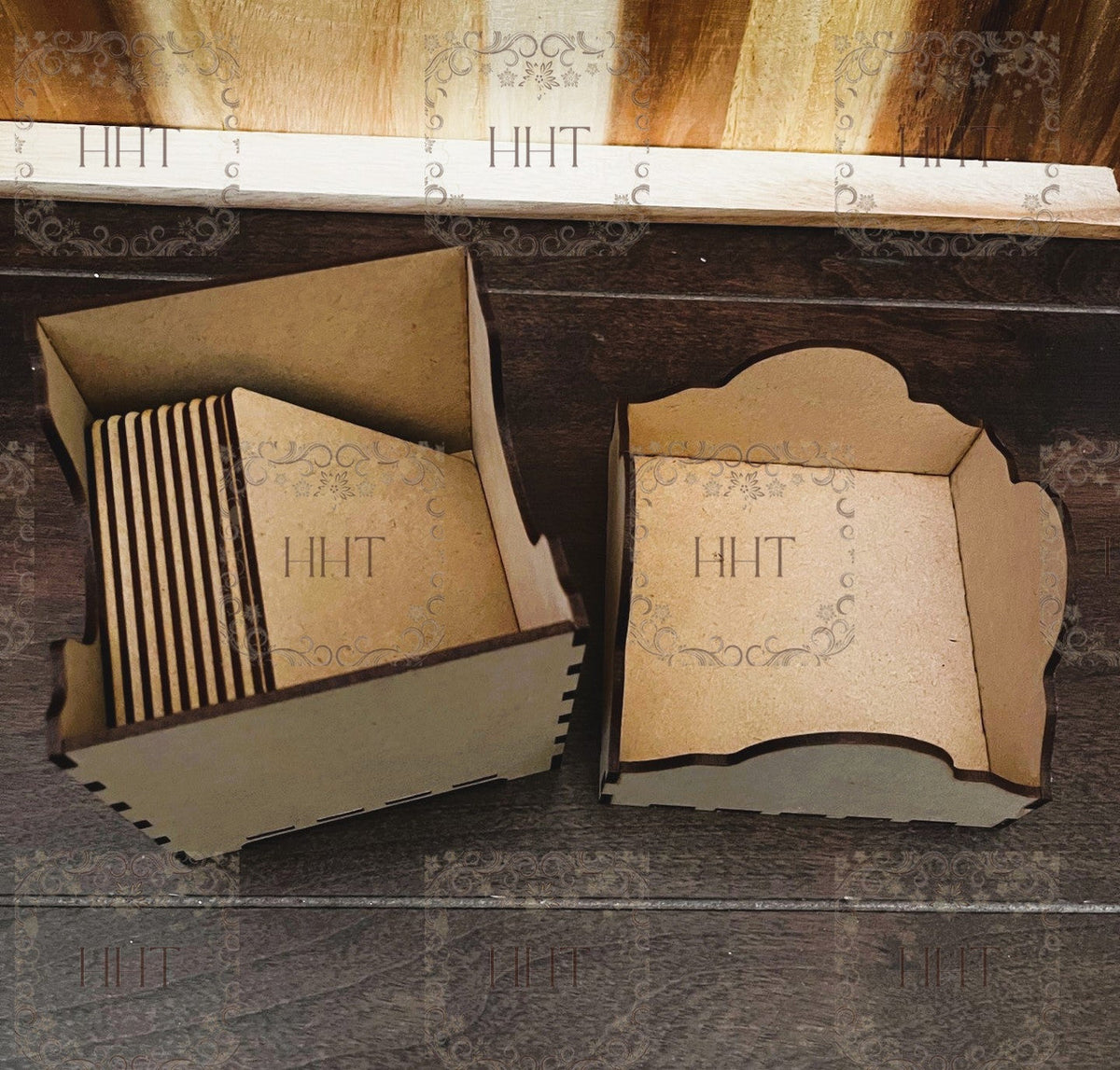 Handcrafted Holiday Traditions MDF Coaster Box with 10 Coasters