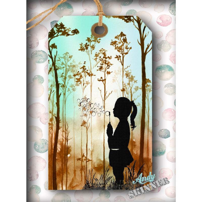 Creative Expressions Andy Skinner Blowing Bubbles Rubber Stamp 3.2 in x 4 in