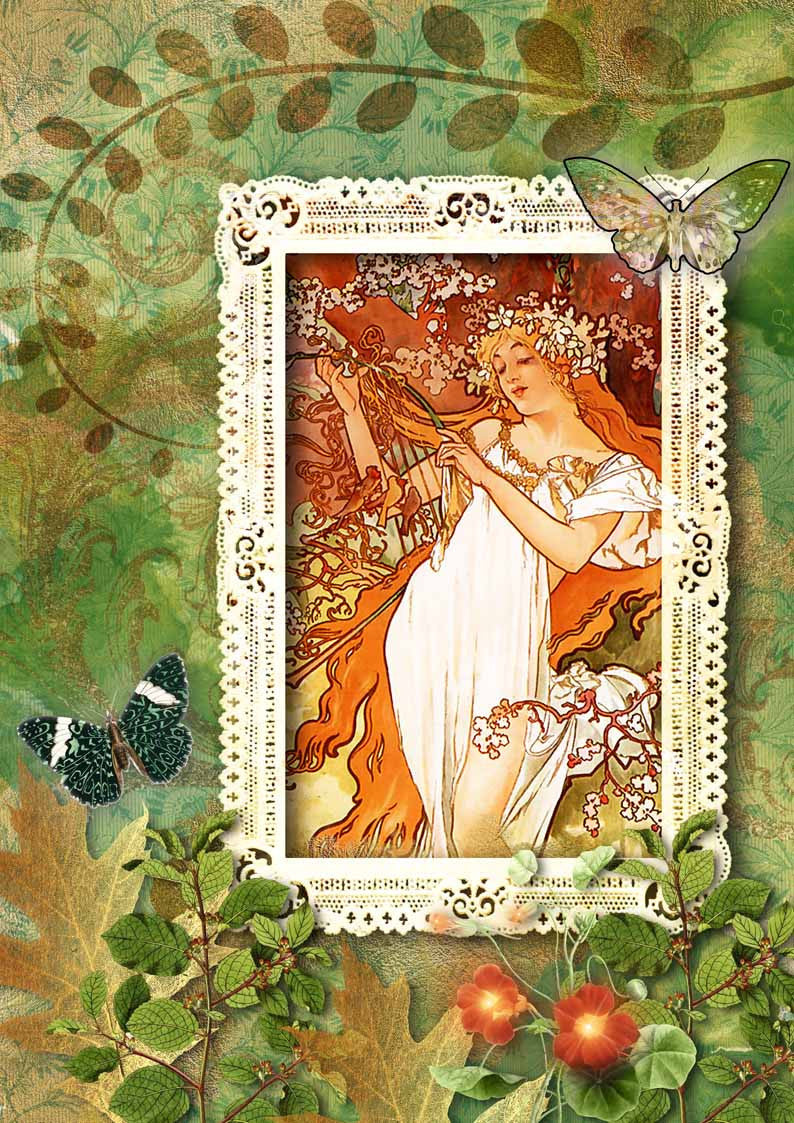 Woodland Framed Mucha Girl (Retiring)