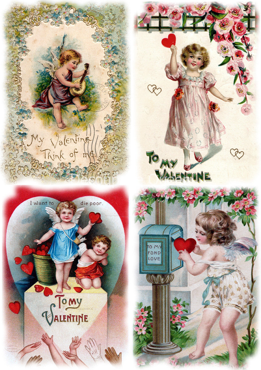 Valentine Greetings cherubs with love hearts