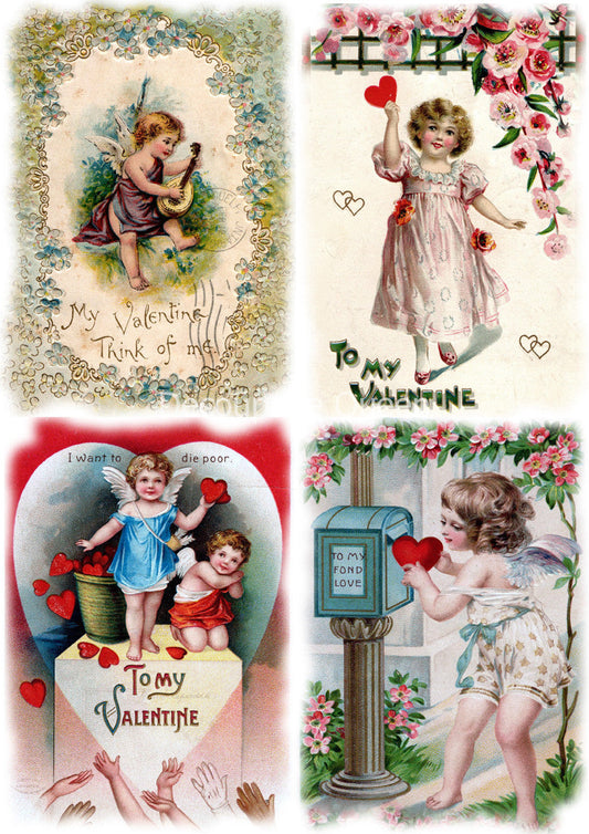 Valentine Greetings cherubs with love hearts
