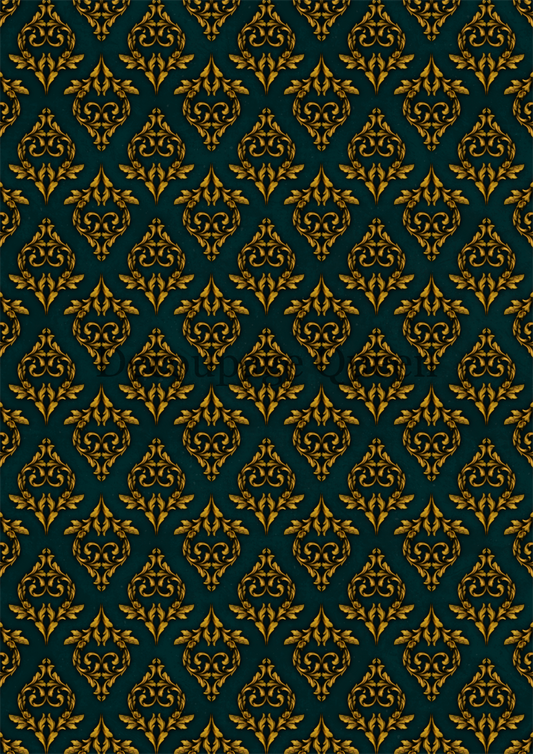 Decoupage Queen Dainty and the Queen Neo Victorian Wallpaper Damask Blue Rice Paper