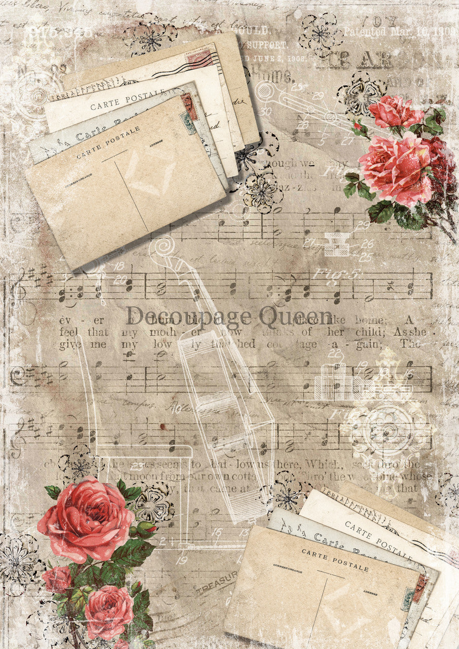 Decoupage Queen Autumn Violin Background Rice Paper