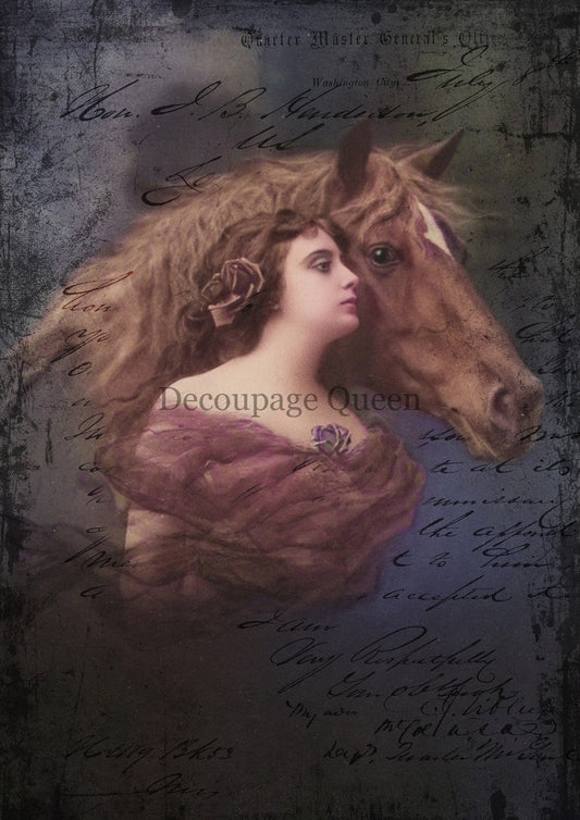 Decoupage Queen Equestrian Beauty Rice Paper