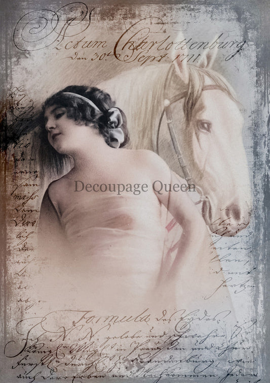Decoupage Queen Antique Equestrian Rice Paper