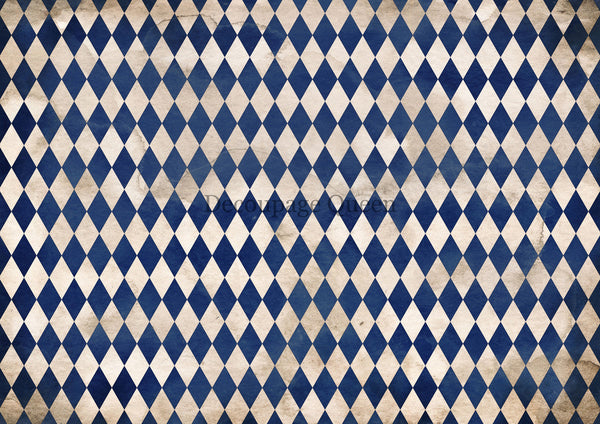 Decoupage Queen Navy Blue Harlequin Rice Paper