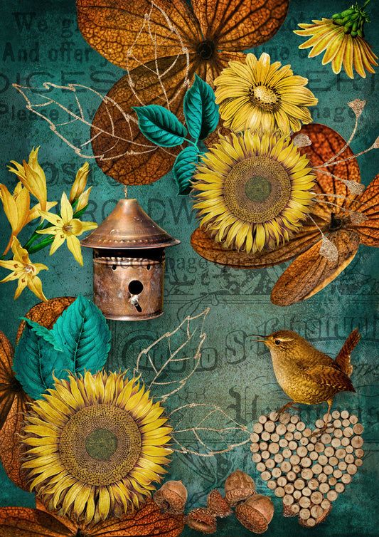 Decoupage Queen Autumn Sunflowers Rice Paper