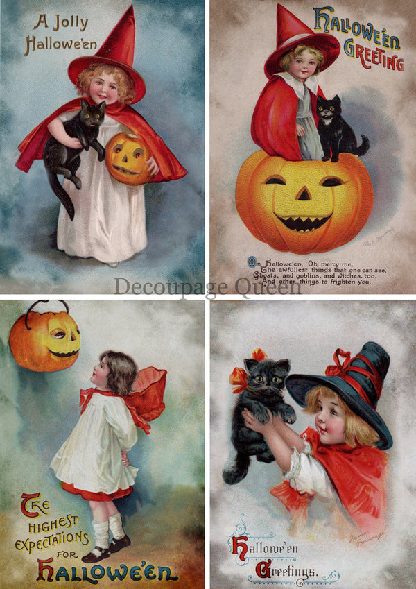 Decoupage Queen Four Little Witches Rice Paper Ltd Edition