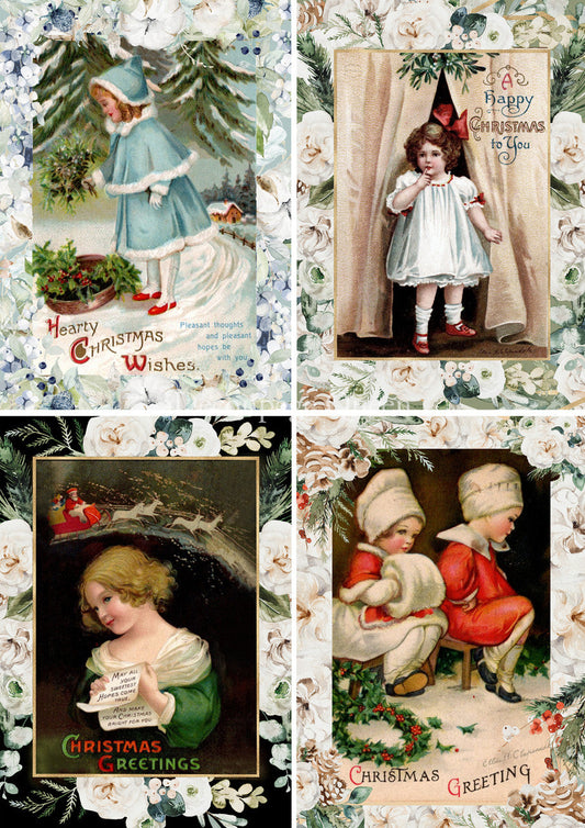 Decoupage Queen Vintage Christmas Girls 4 Pack
