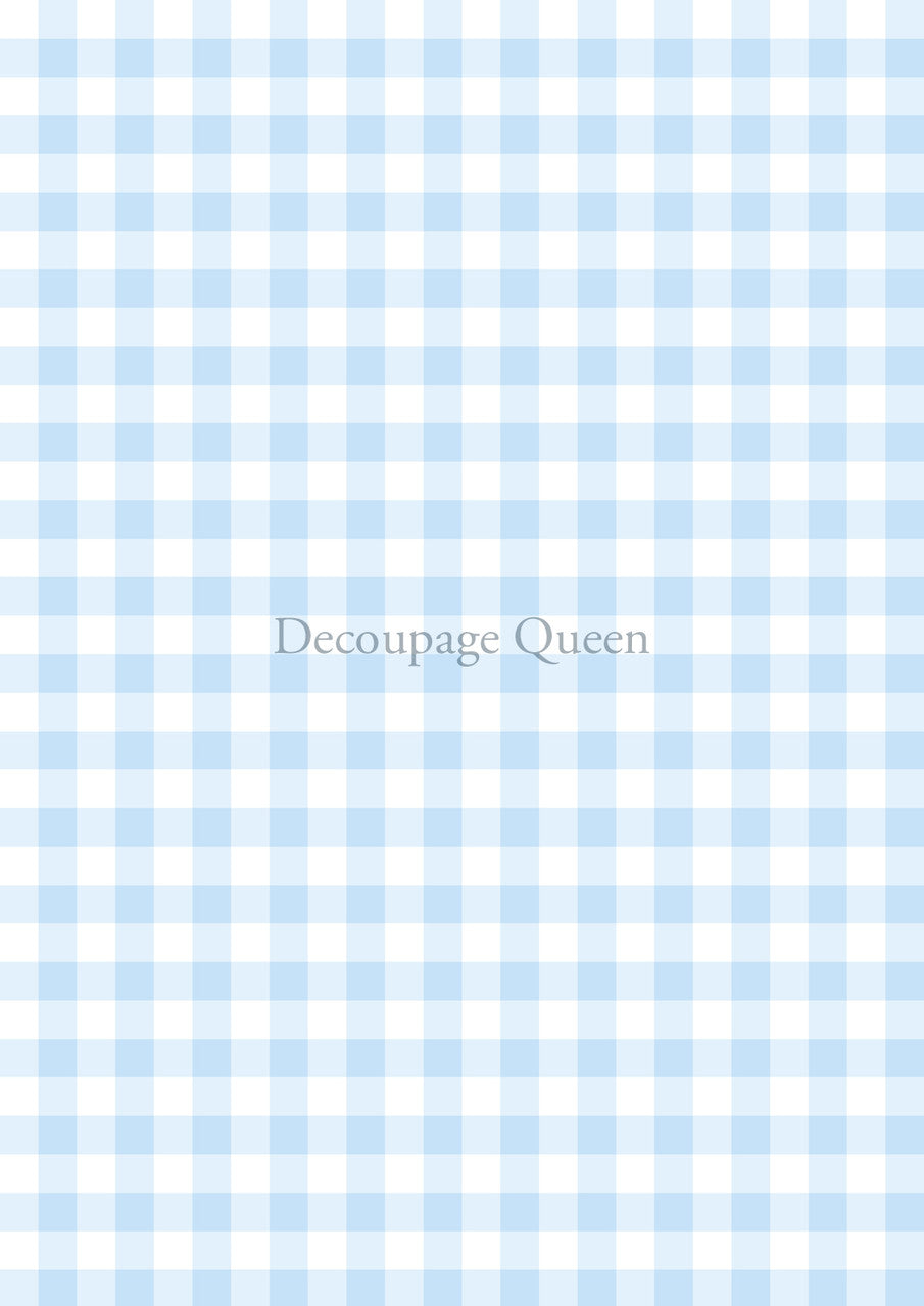Decoupage Queen Blue Gingham Rice Paper