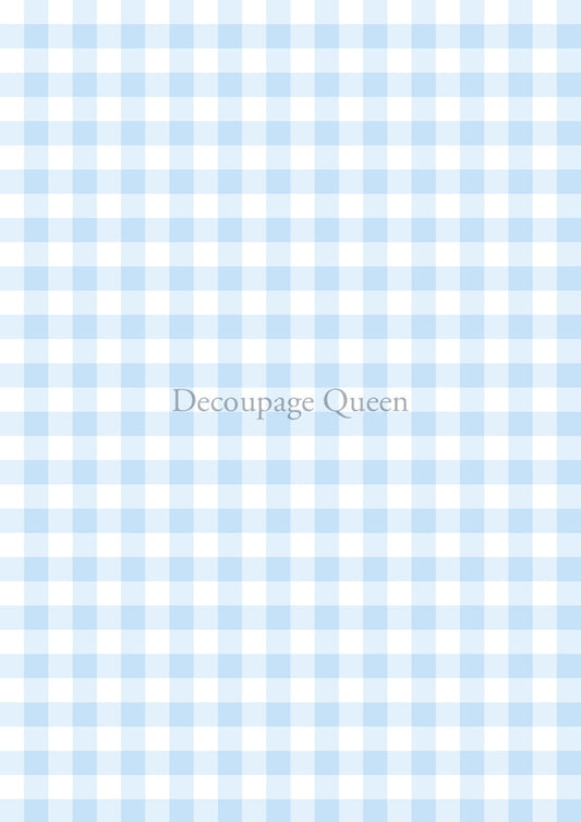 Decoupage Queen Blue Gingham Rice Paper