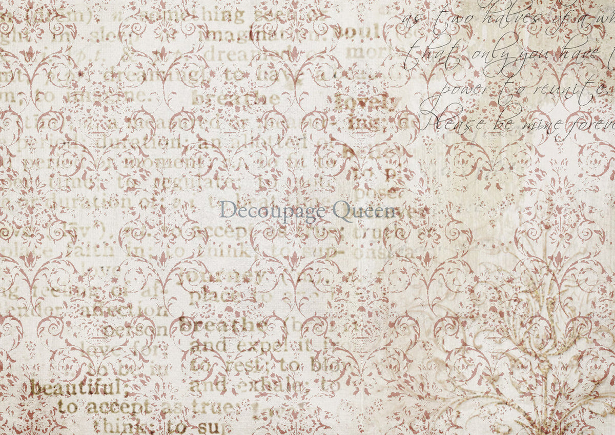 Decoupage Queen Damask Script Rice Paper