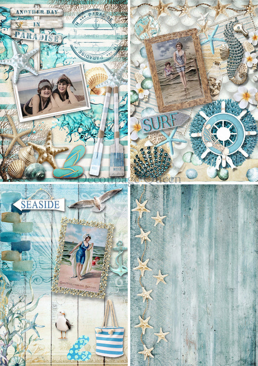 Decoupage Queen Seaside Four Pack Rice Paper