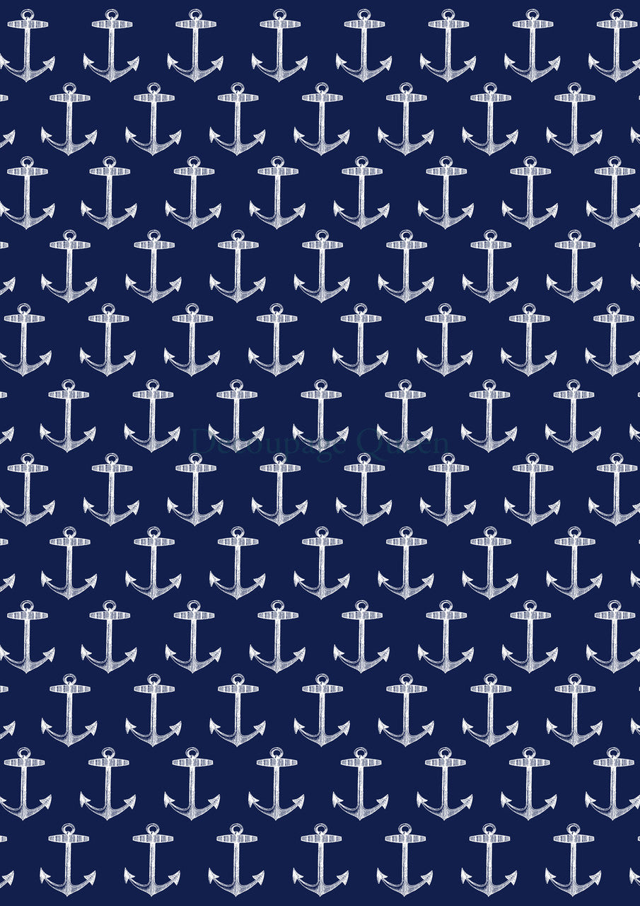 Decoupage Queen Patterned Anchors Rice Paper